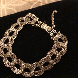 S/S. marcasite bracelet & matching earrings